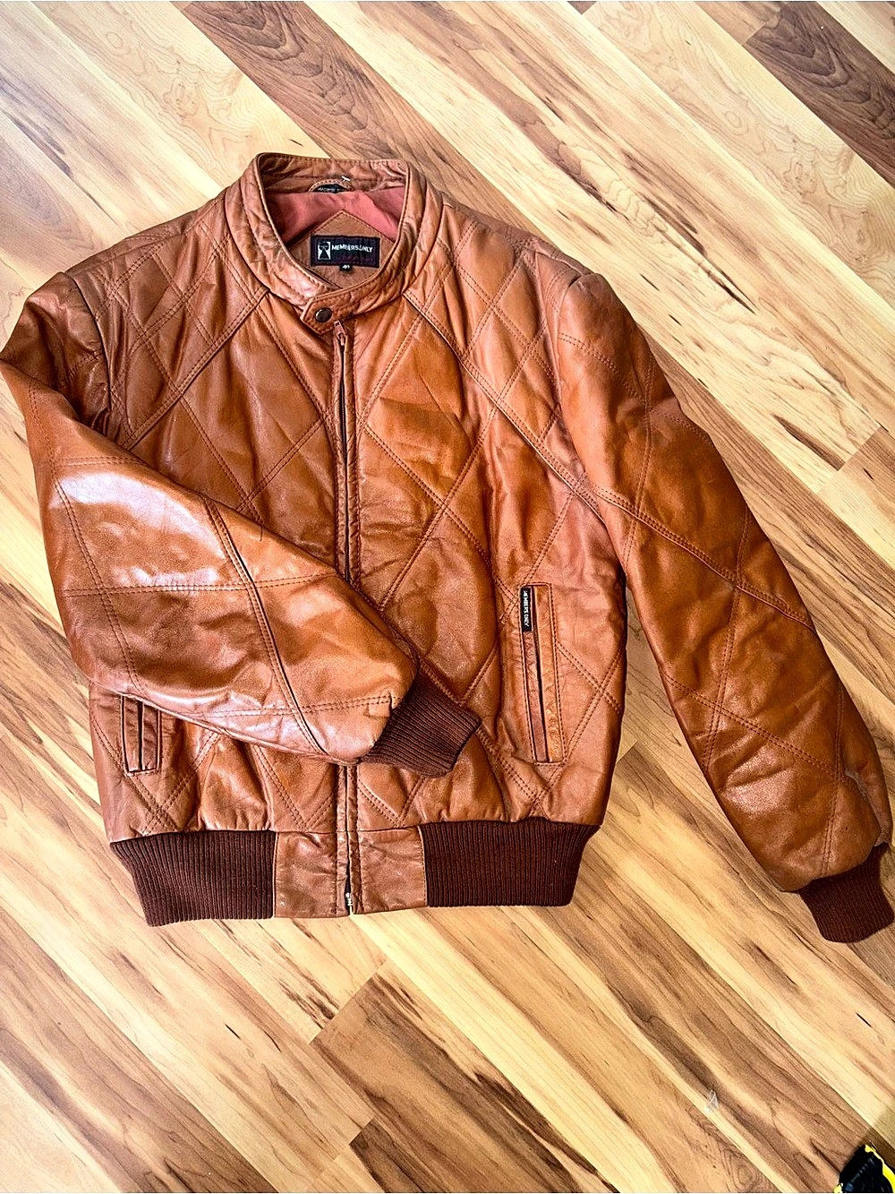 Members Only by Eurocraft Quilted Leather Bomber Jacket Quilted Leather Jacket